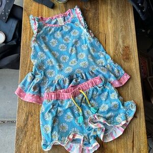 Matilda Jane Enchanted Garden Sleepover Party Mixed Print Pajamas EUC Size 6